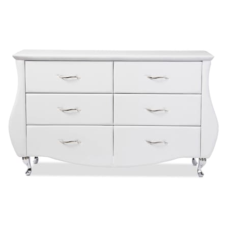 Baxton Studio Enzo Modern and Contemporary White Faux Leather 6-Drawer Dresser 120-6439
